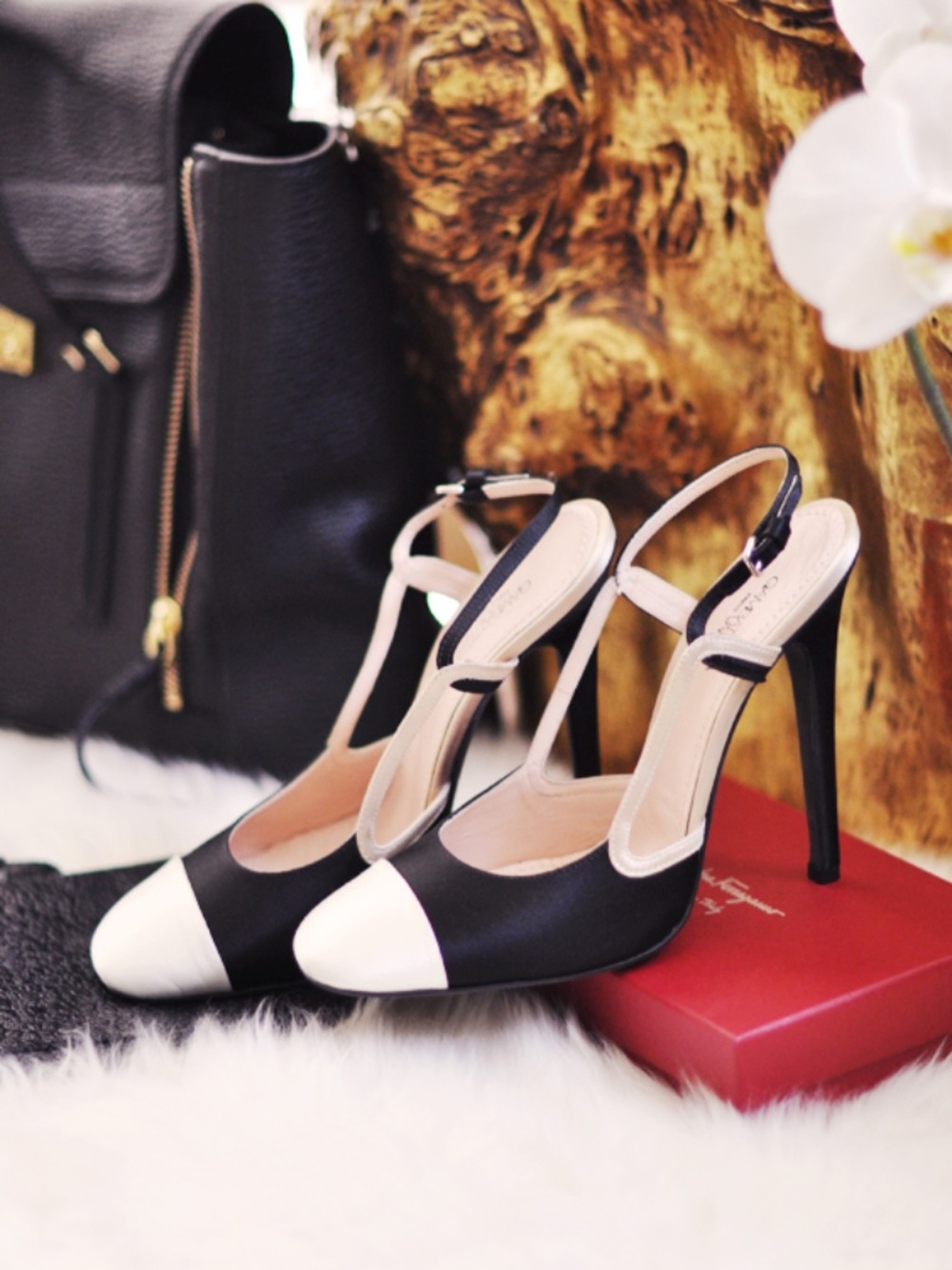 GIAMBATTISTA VALLI black white Satin Slingbacks cocktail heels pumps shoes 39.5